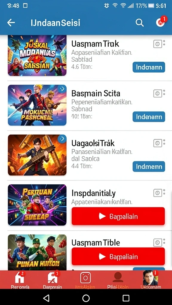 Screenshot aplikasi IDRGAME menampilkan tampilan utama yang menarik.
