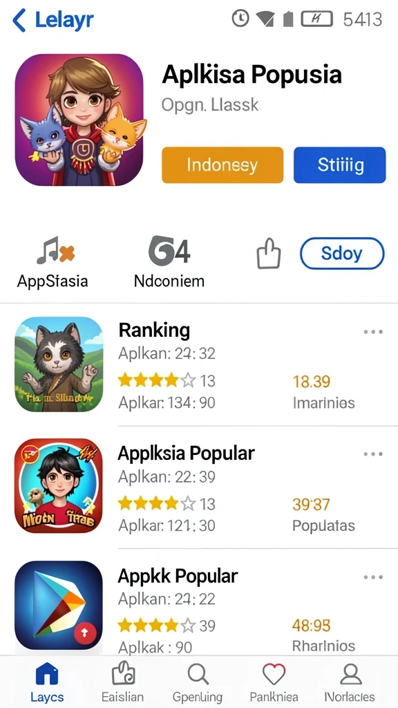 Tampilan utama permainan dengan karakter unik.
